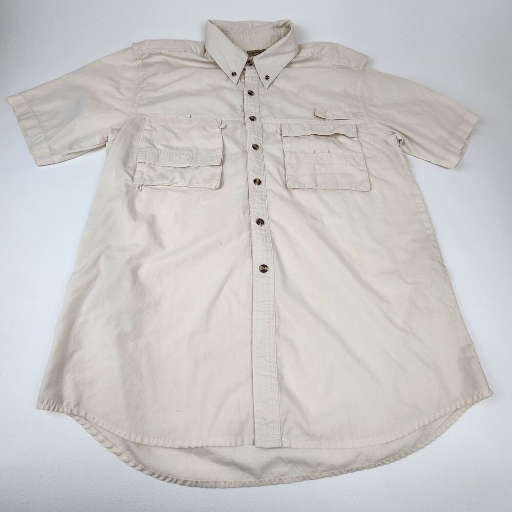 Rugged Earth Outfitters Shirt Mens M Beige Fishing Hiking Vented Utility